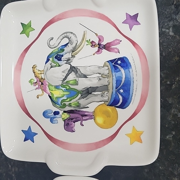 VINTAGE PORCELAIN VILLEROY & BOCH LE CIRQUE LUXEMBOURG ELEPHANT SQUARE CAKE